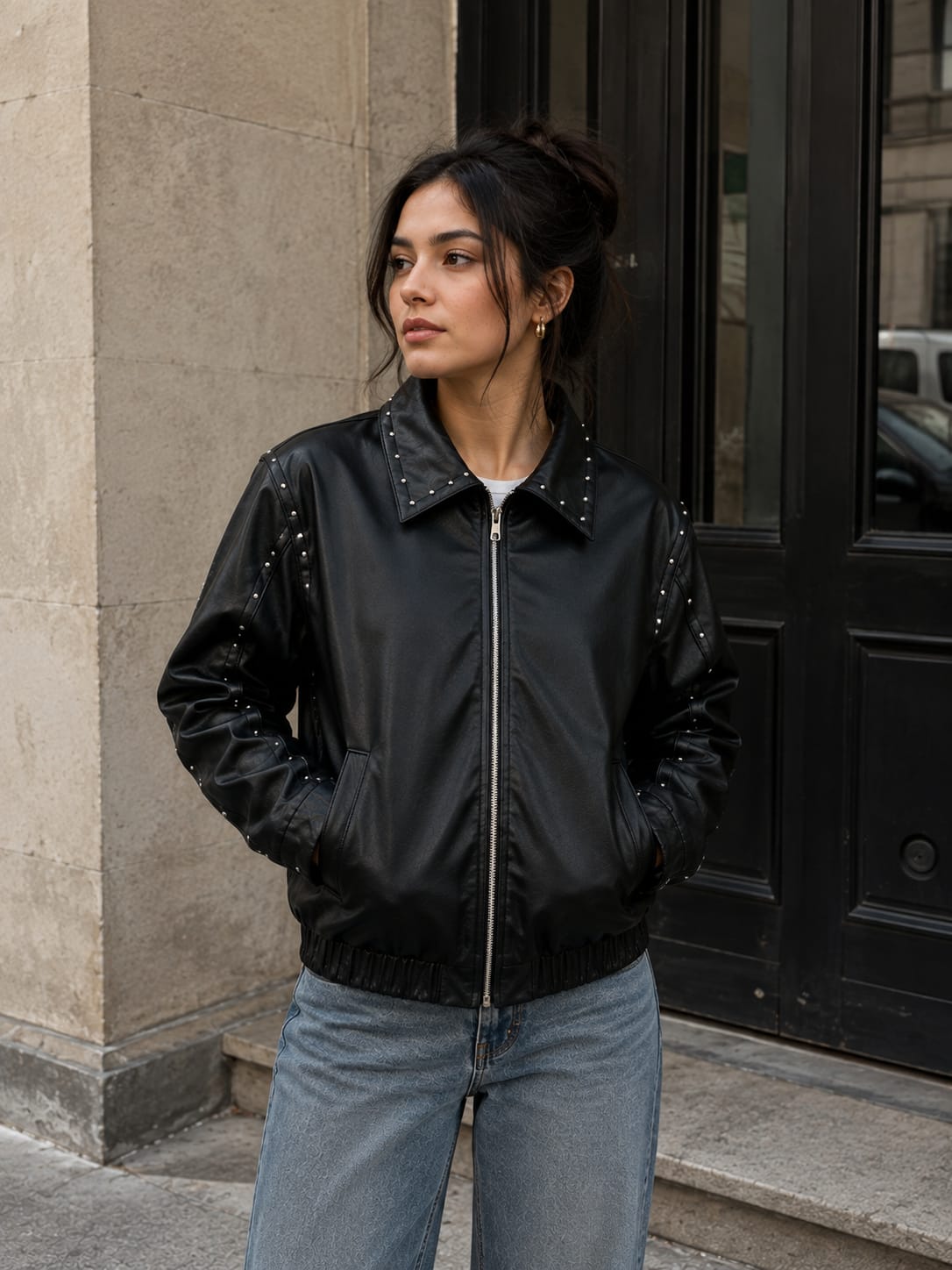 Kezual Studded Leather Jacket – Premium Streetwear