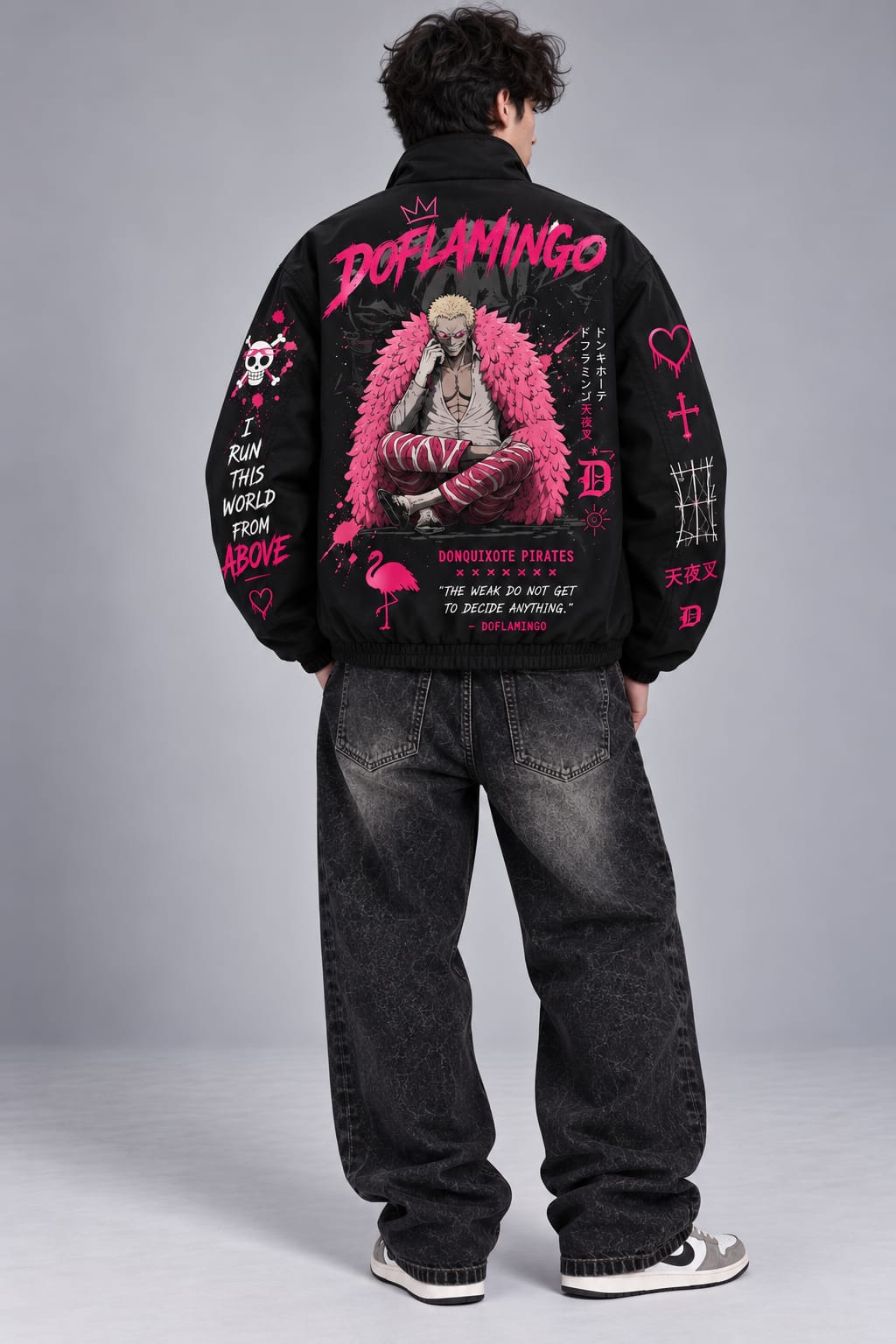 One Piece Doflamingo Black Zipper Jacket