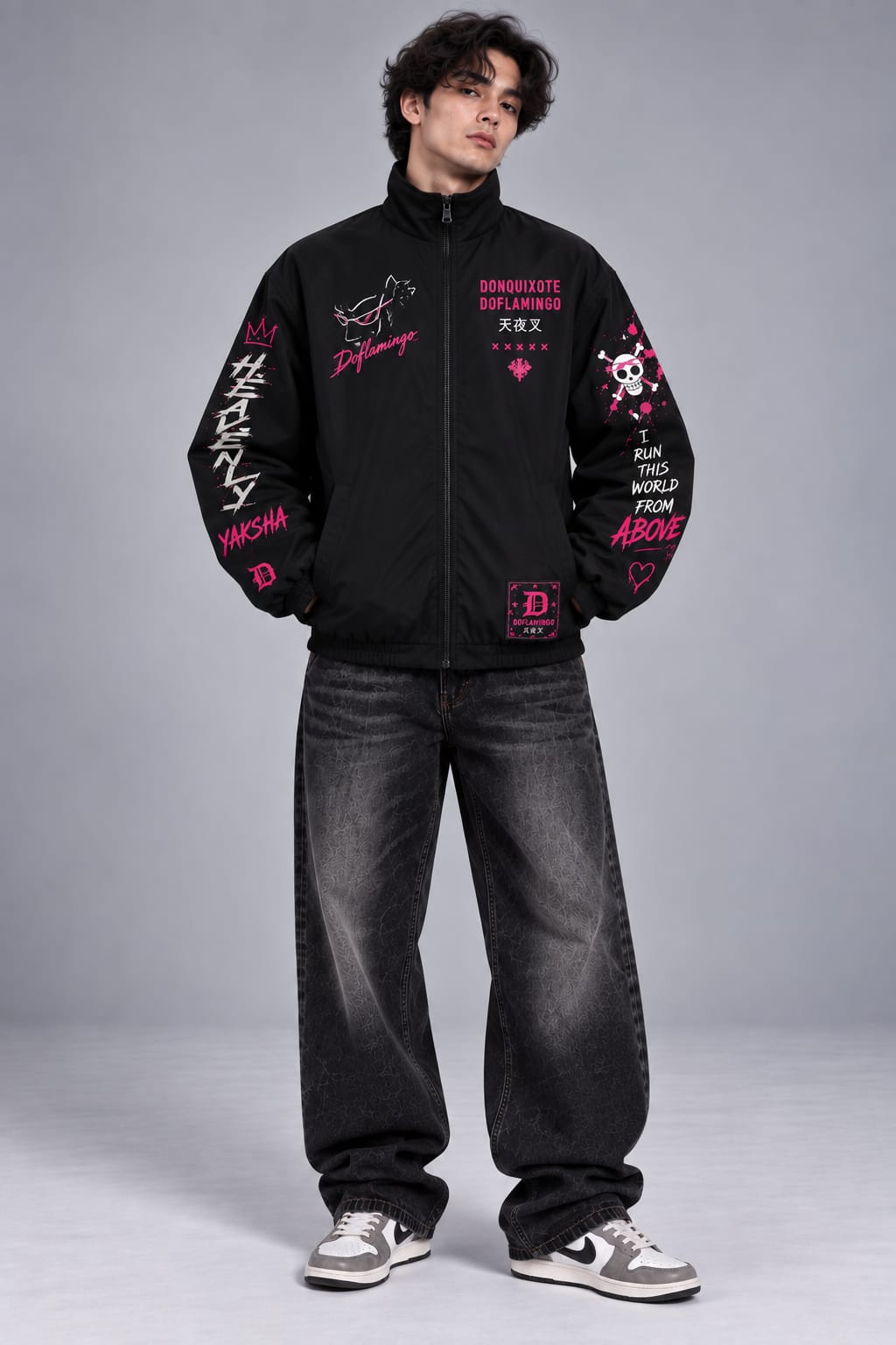 One Piece Doflamingo Black Zipper Jacket