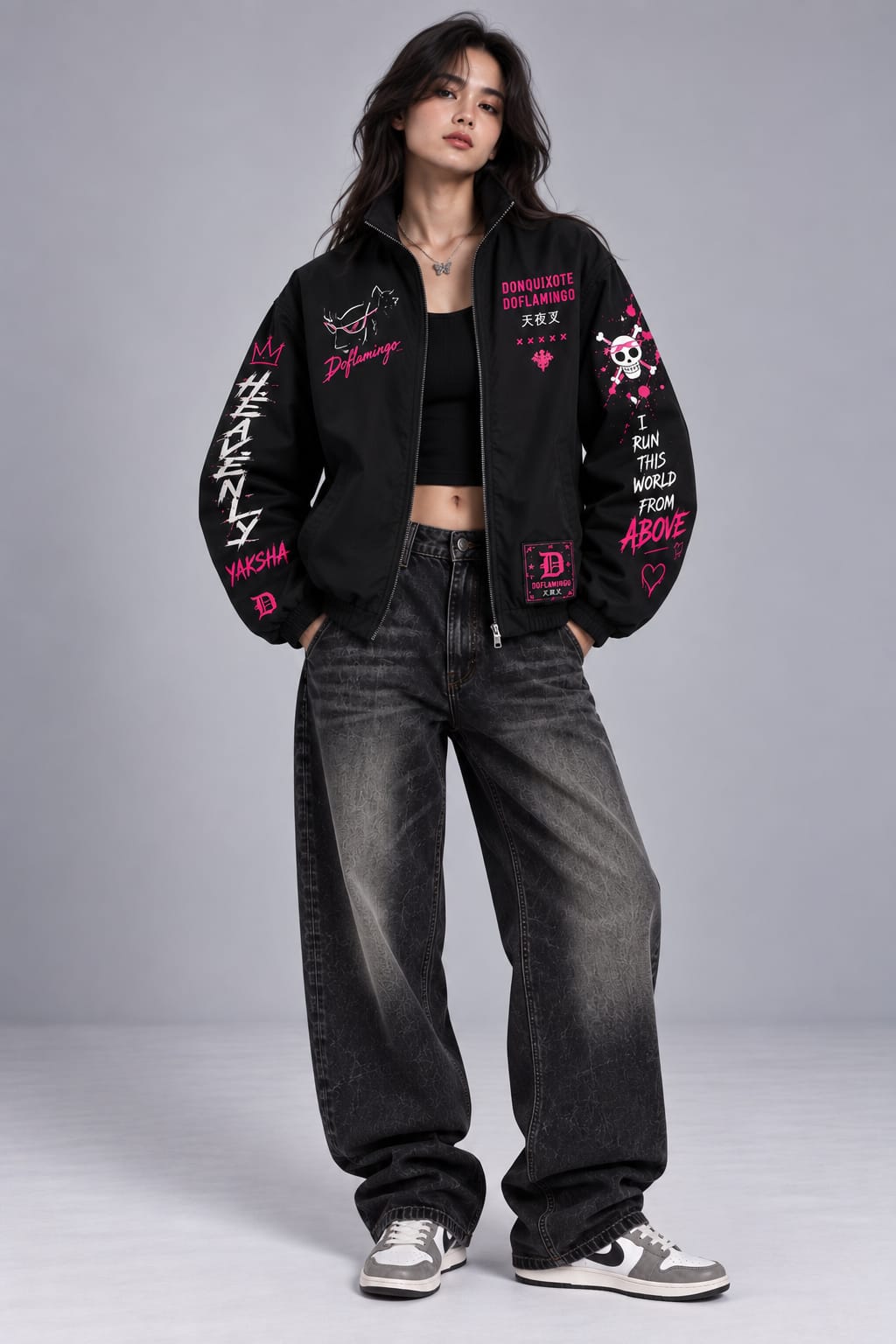 One Piece Doflamingo Black Zipper Jacket