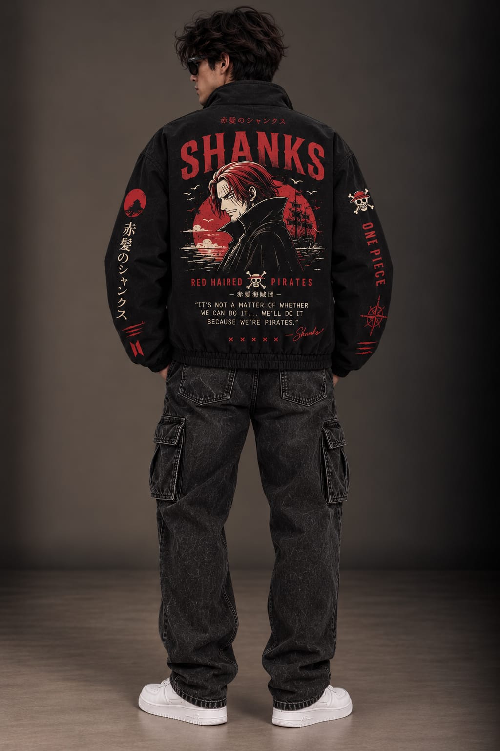 Red Haired Pirates Black Zipper Jacket