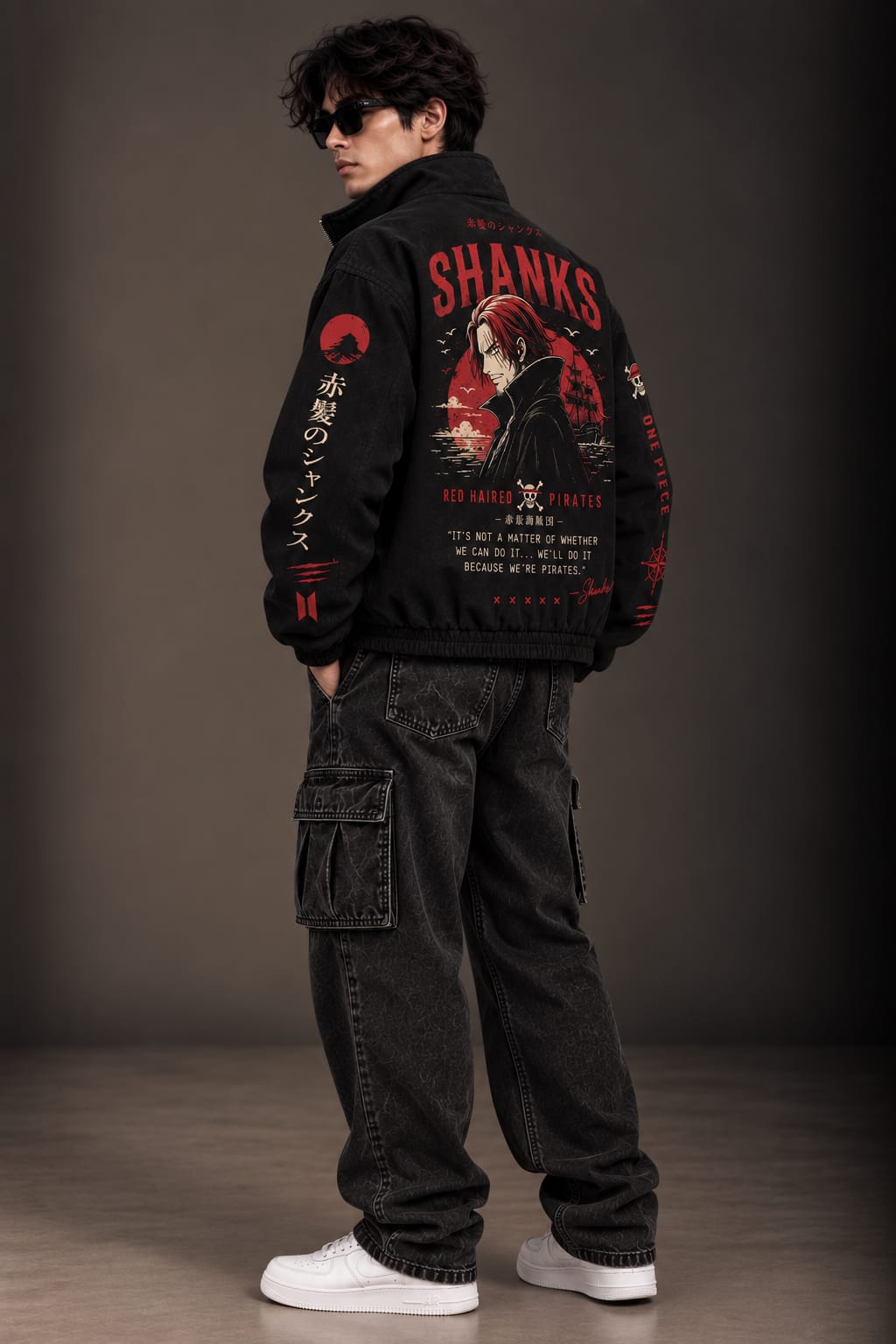 Red Haired Pirates Black Zipper Jacket