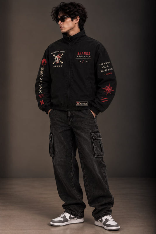 Red Haired Pirates Black Zipper Jacket