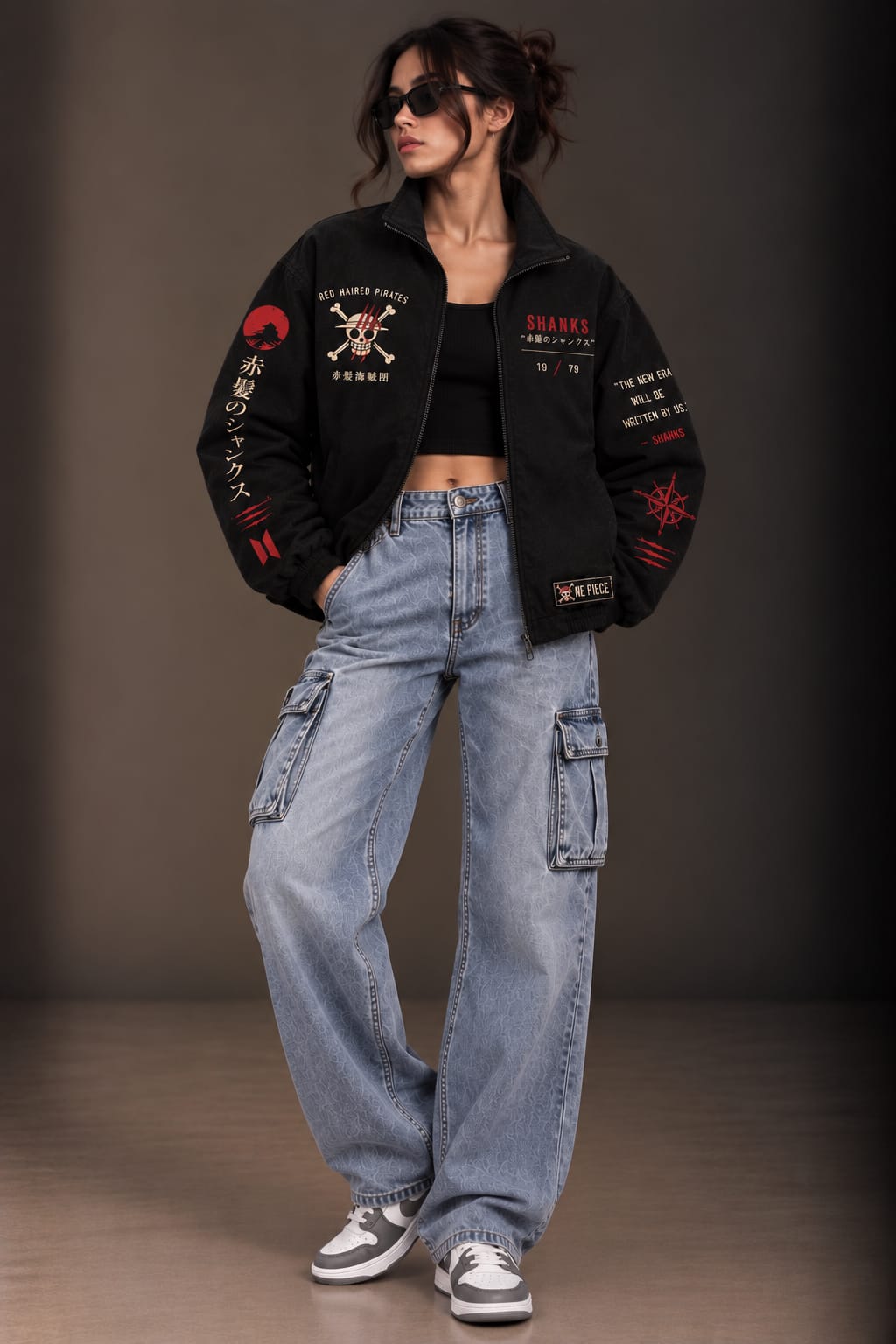 Red Haired Pirates Black Zipper Jacket