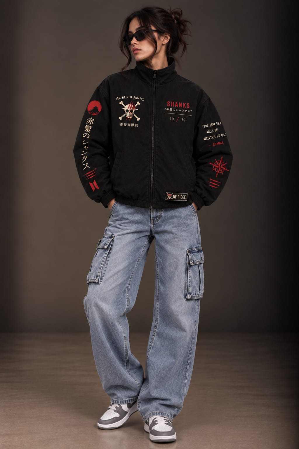 Red Haired Pirates Black Zipper Jacket