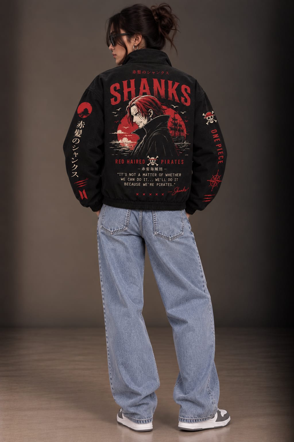 Red Haired Pirates Black Zipper Jacket