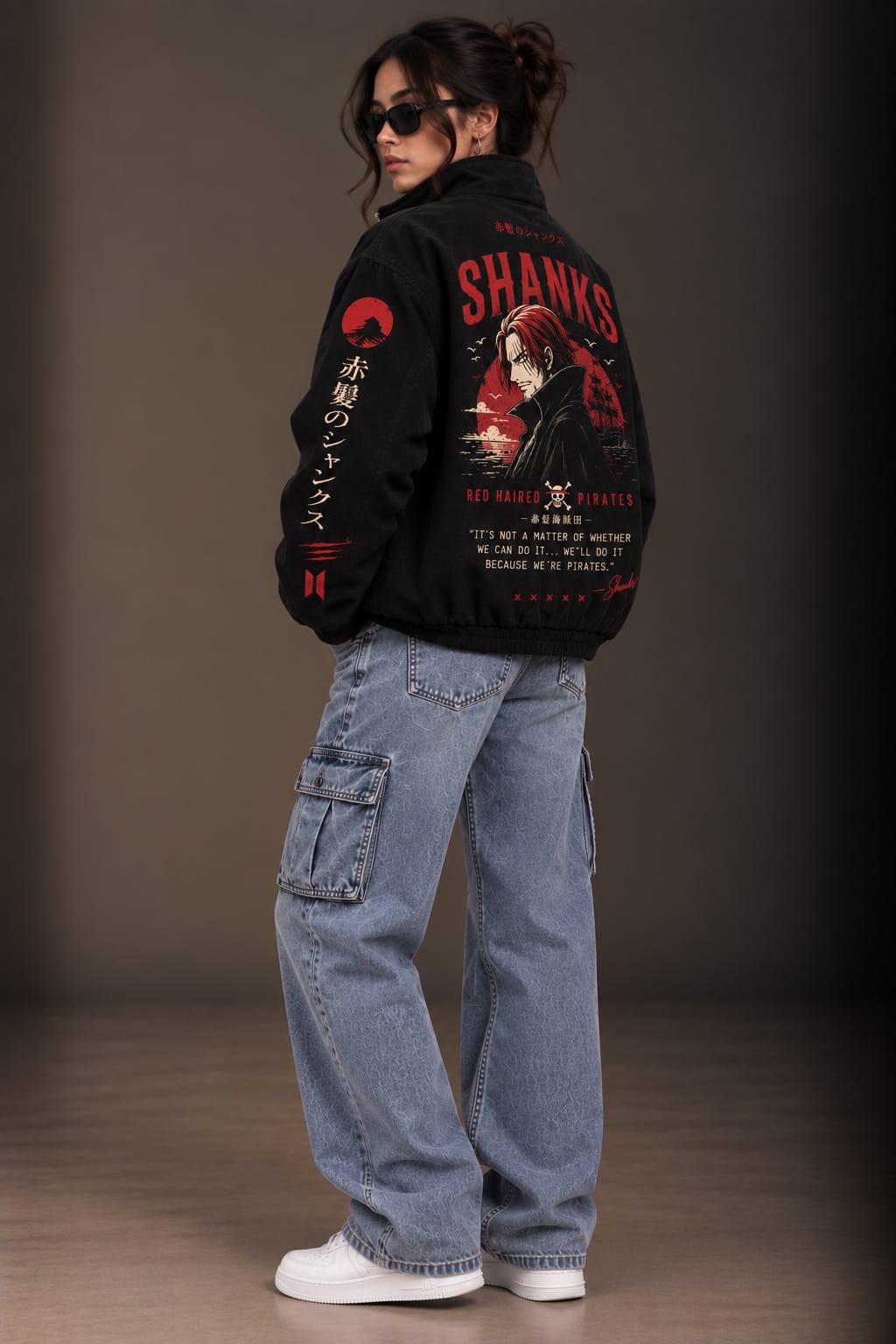 Red Haired Pirates Black Zipper Jacket