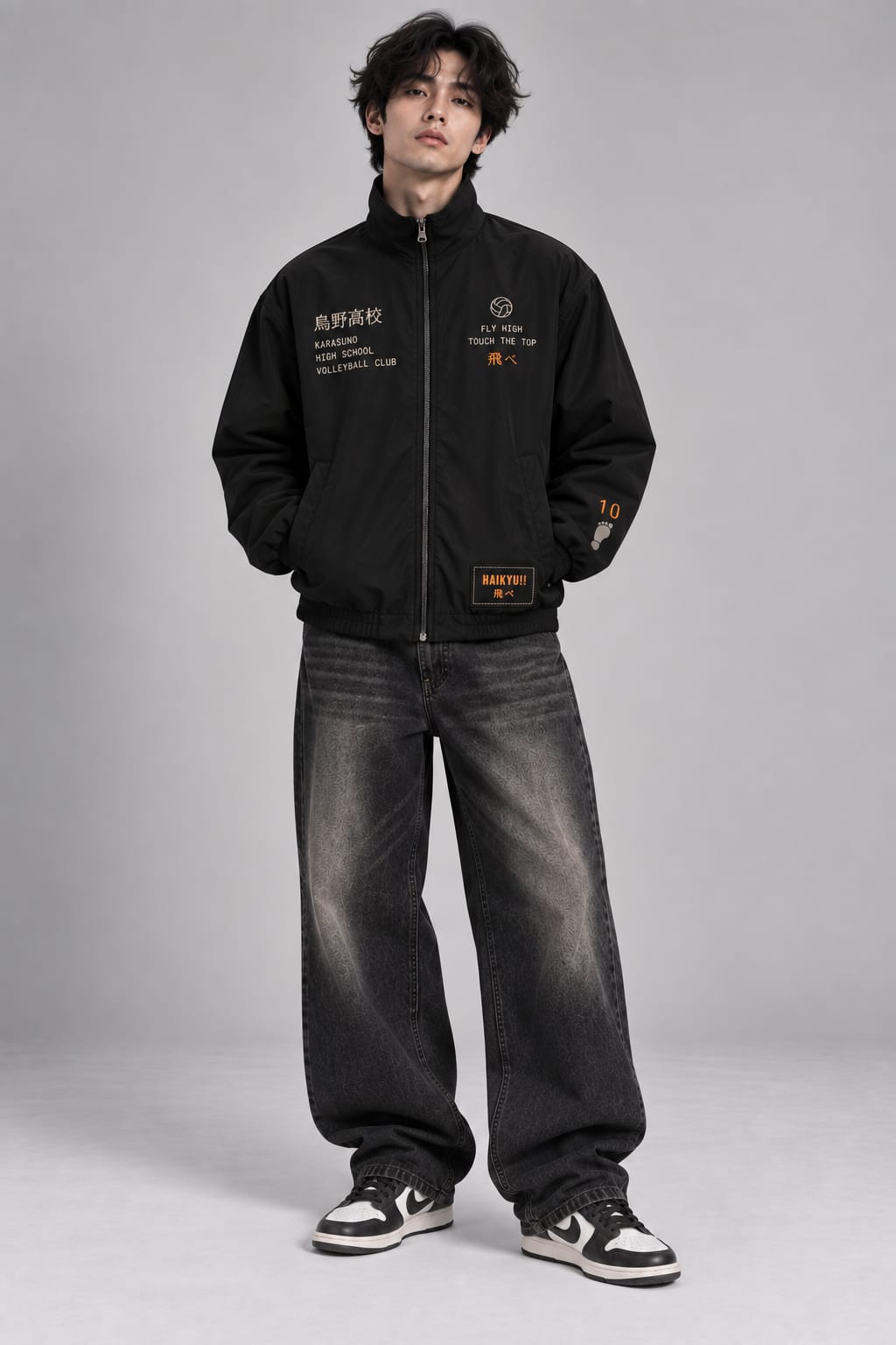 Haikyu Inpired Black Zipper Jacket