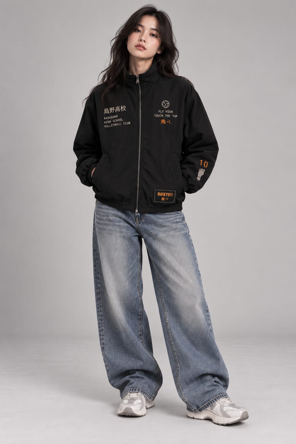 Haikyu Inpired Black Zipper Jacket