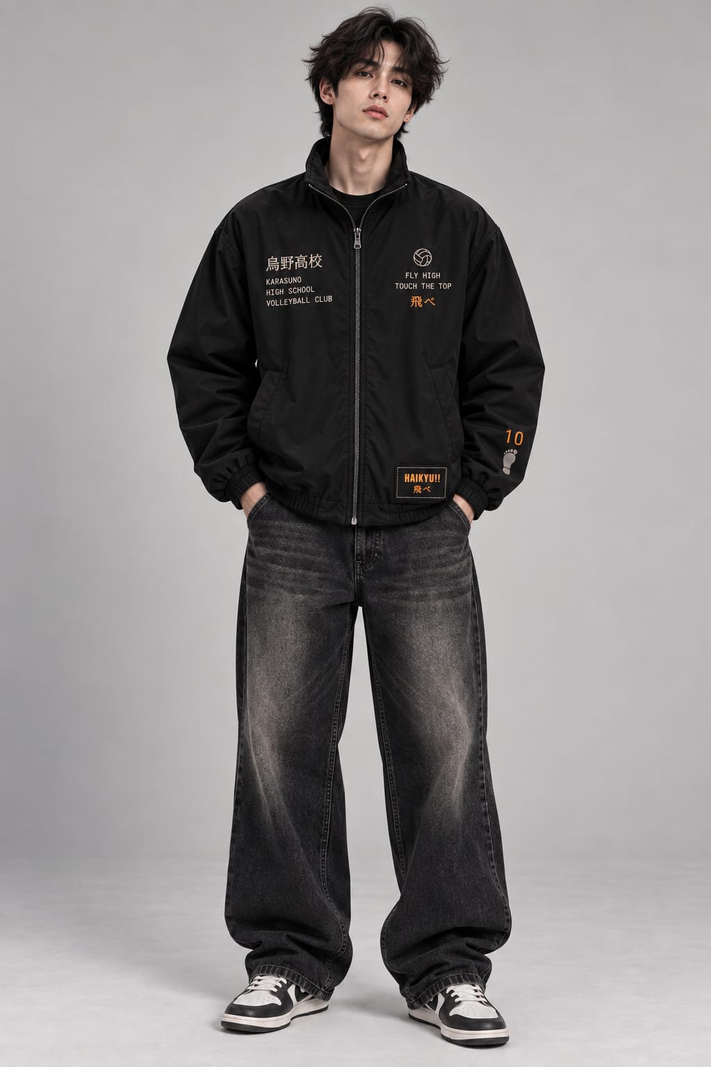 Haikyu Inpired Black Zipper Jacket