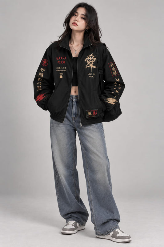 Gaara - The Fifth Hokage Black Zipper Jacket