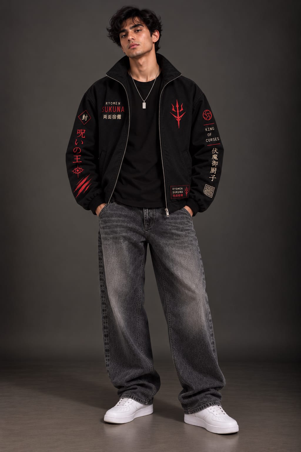 Ryomen Sukuna Jujutsu Kaisen Black Jacket