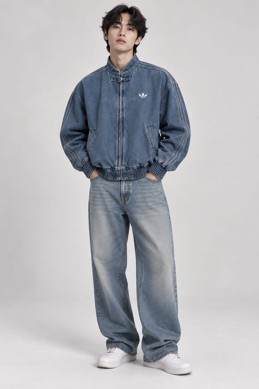 Denim Racer Moto Jacket – Oversized Streetwear | Kezual