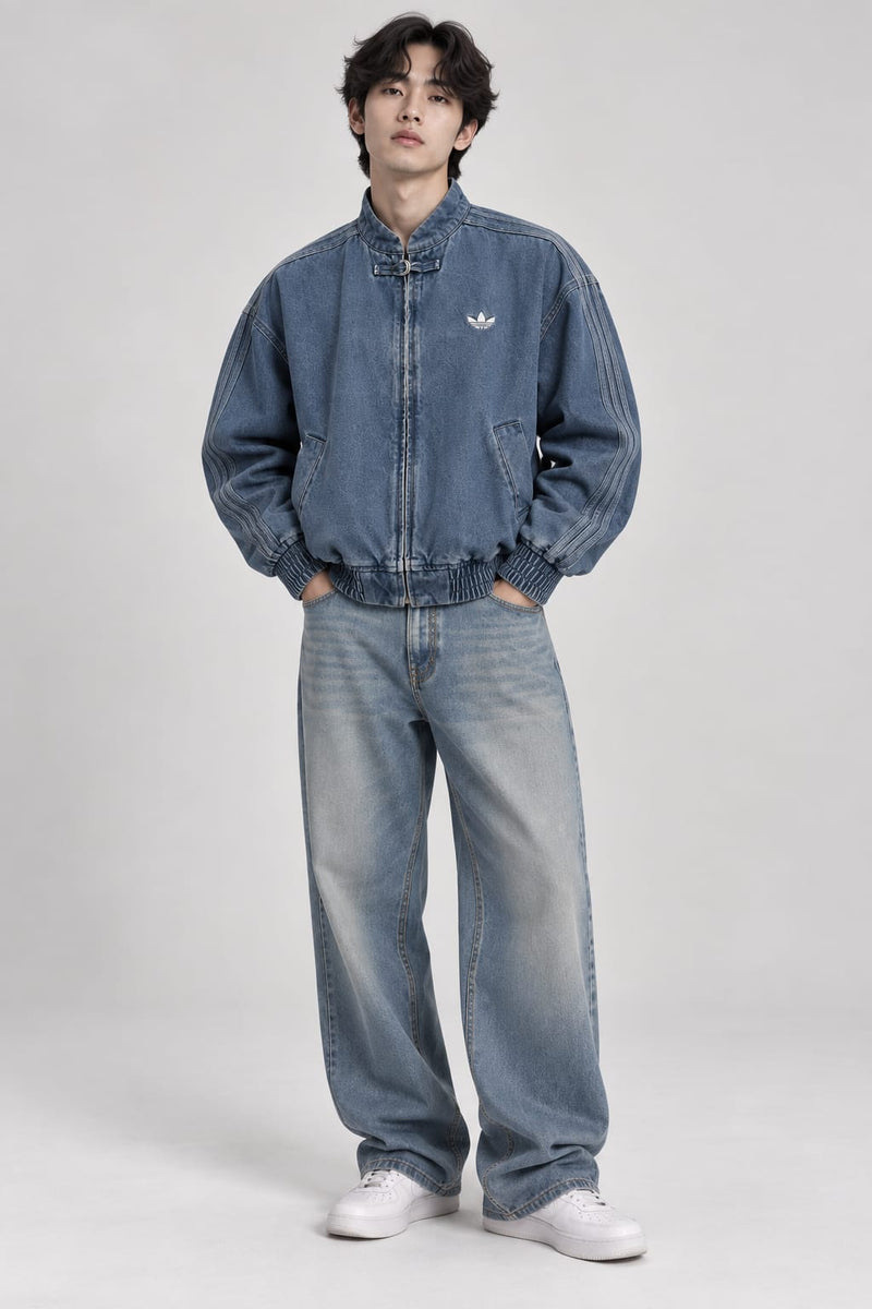 Denim Racer Moto Jacket – Oversized Streetwear | Kezual