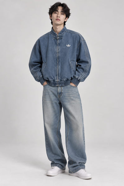Denim Racer Moto Jacket – Oversized Streetwear | Kezual