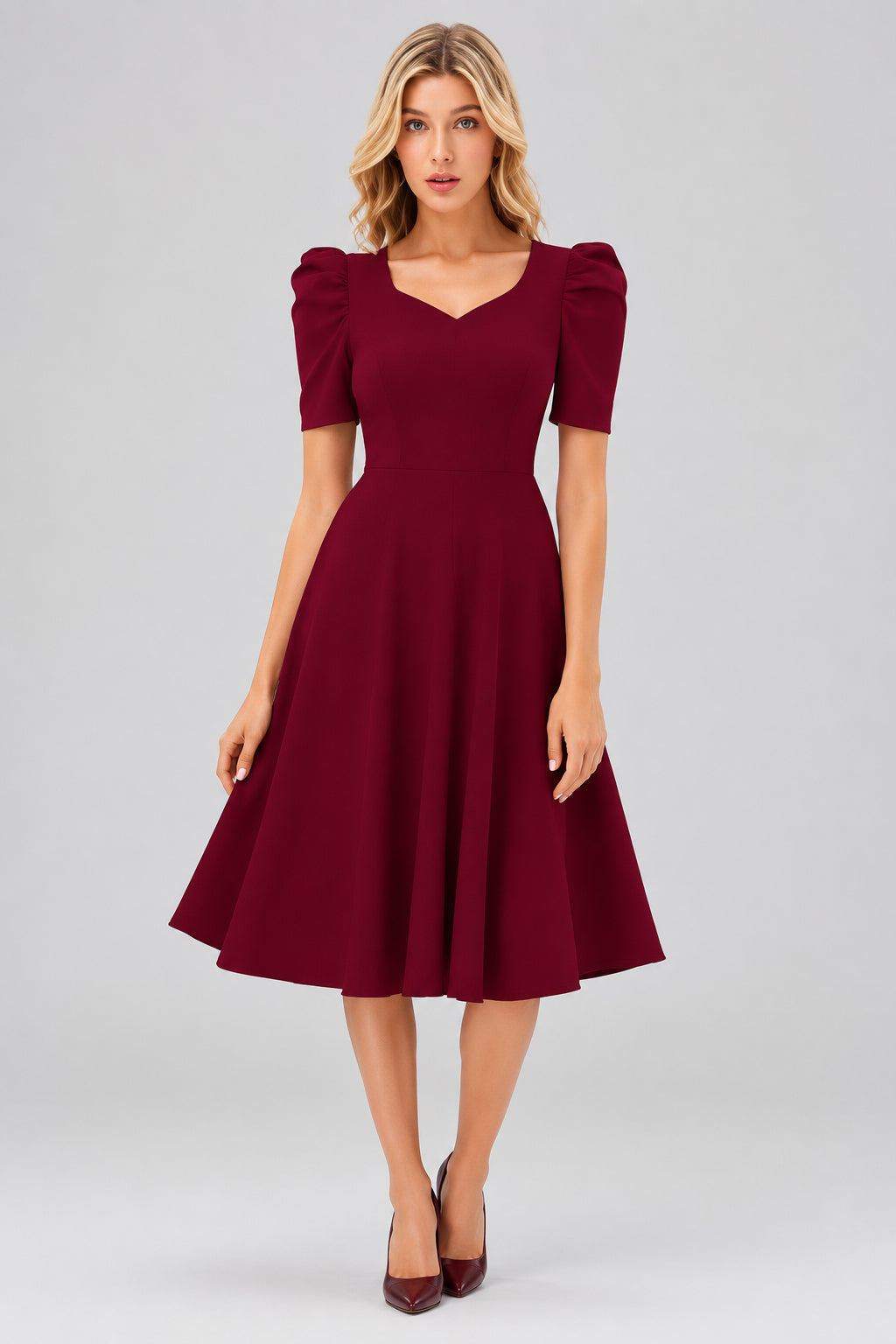Maroon Fit & Flare Dress