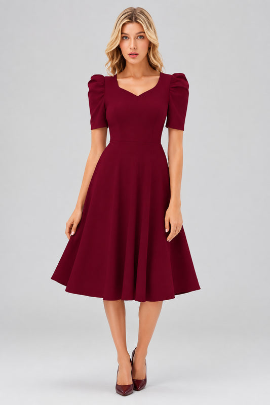 Maroon Fit & Flare Dress