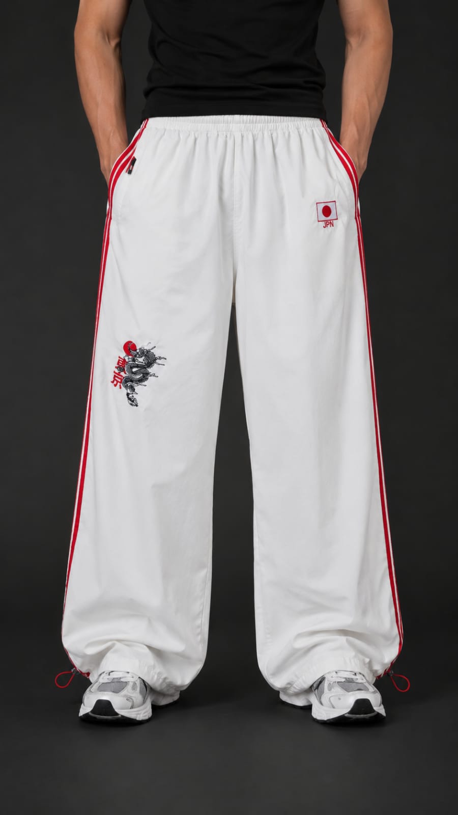 JPN Dragon Embroidered Unisex Trackpants | Kezual
