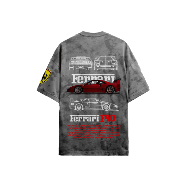 Ferrari Grey Acid-Wash T-Shirt
