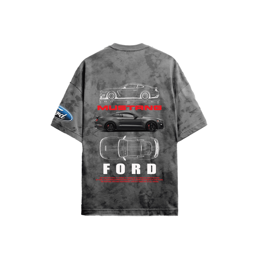 Ford Mustang Grey Acid-Wash T-Shirt