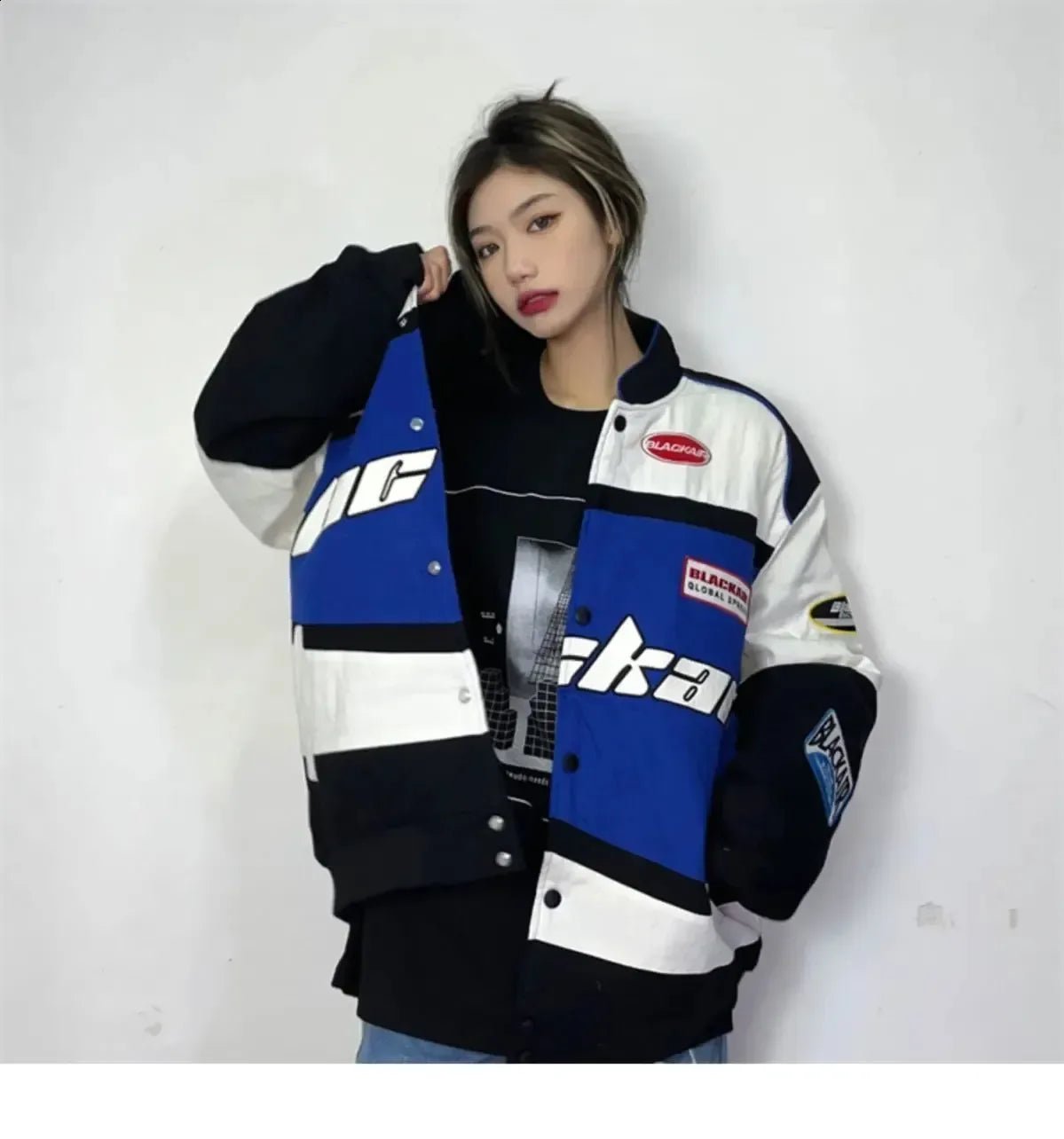 Black Air Racer Blue Womens' Jacket - Kezual