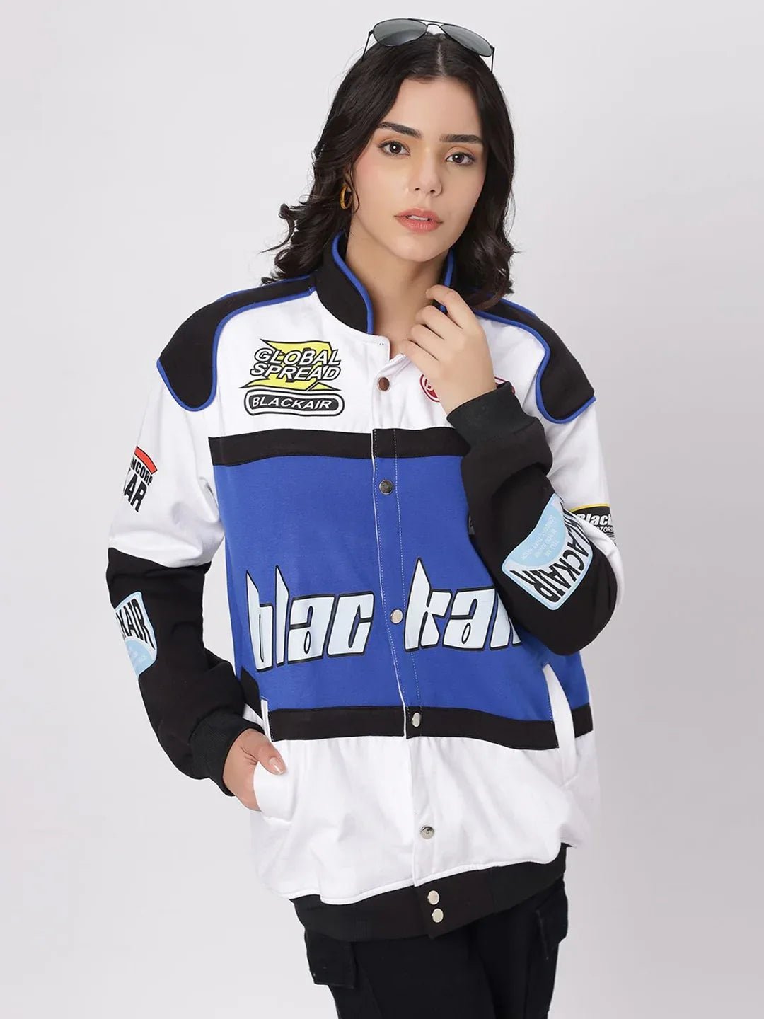 Black Air Racer Blue Womens' Jacket - Kezual