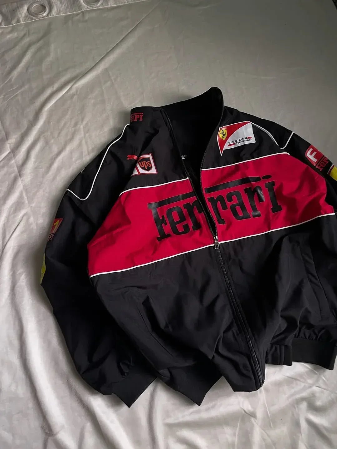 Black Ferrari F1 Unisex Jacket - Premium Parachute | Kezual - Kezual