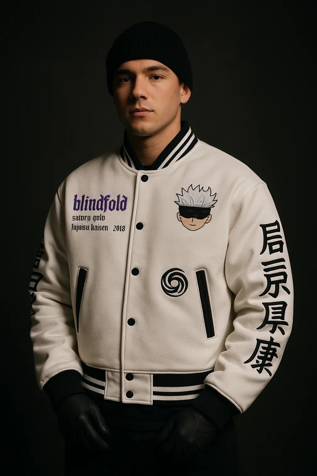 Cursed Energy Varsity Jacket – Gojo Edition - Kezual