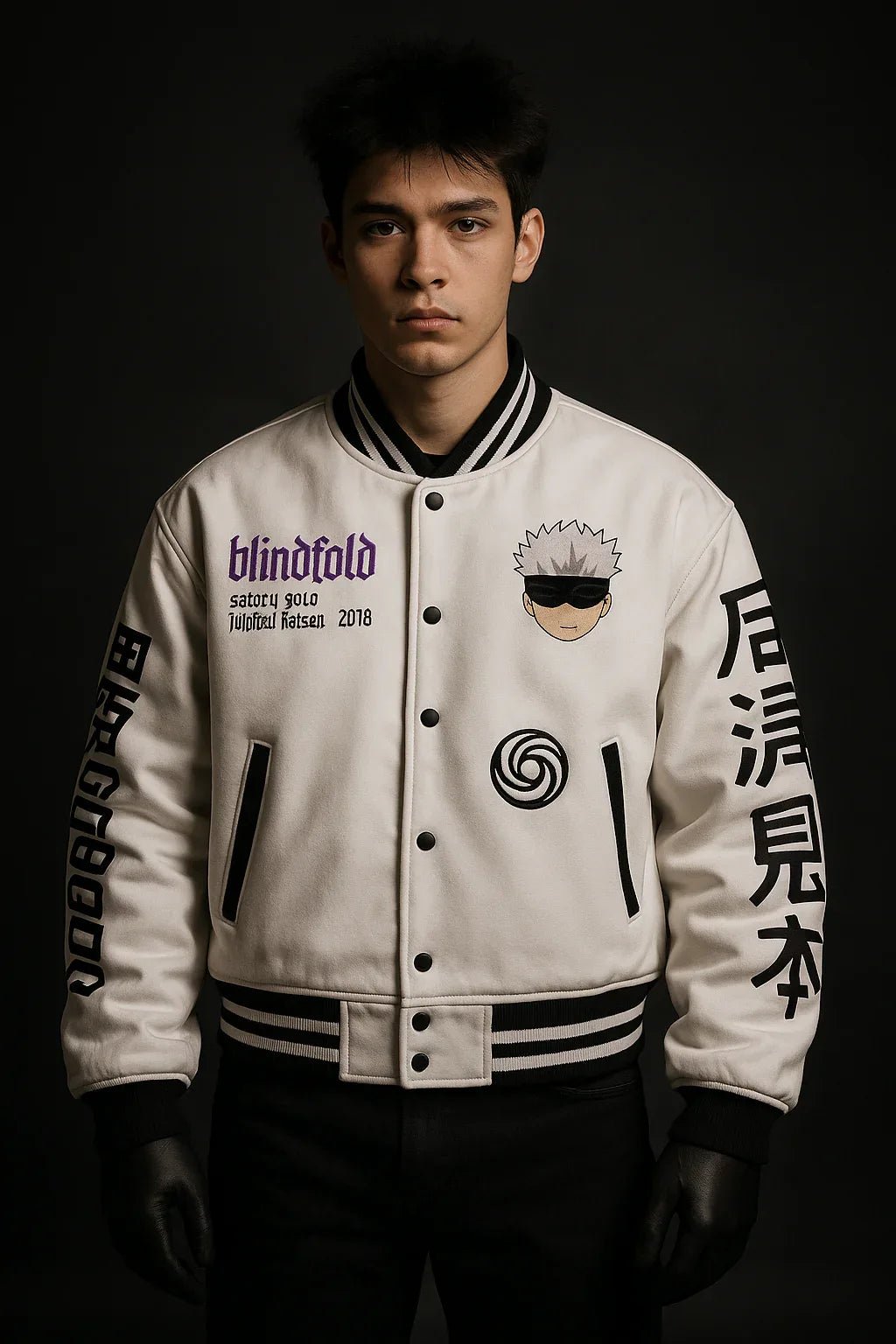 Cursed Energy Varsity Jacket – Gojo Edition - Kezual