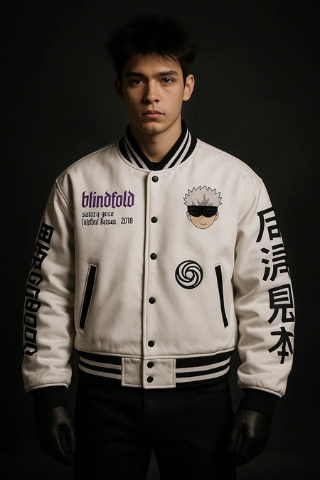 Cursed Energy Varsity Jacket – Gojo Edition - Kezual