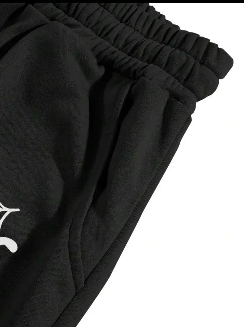 Dark Grey Aesthetic Spider Web Oversized Sweatpants - Kezual