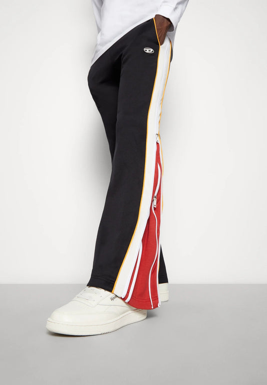 Double Zip Red Wide Leg Zip Up Baggy Pants - Kezual