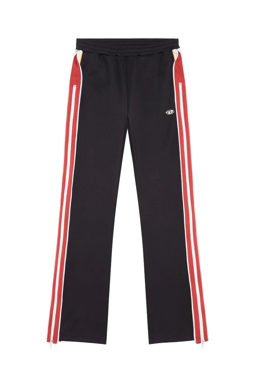 Double Zip Red Wide Leg Zip Up Baggy Pants - Kezual