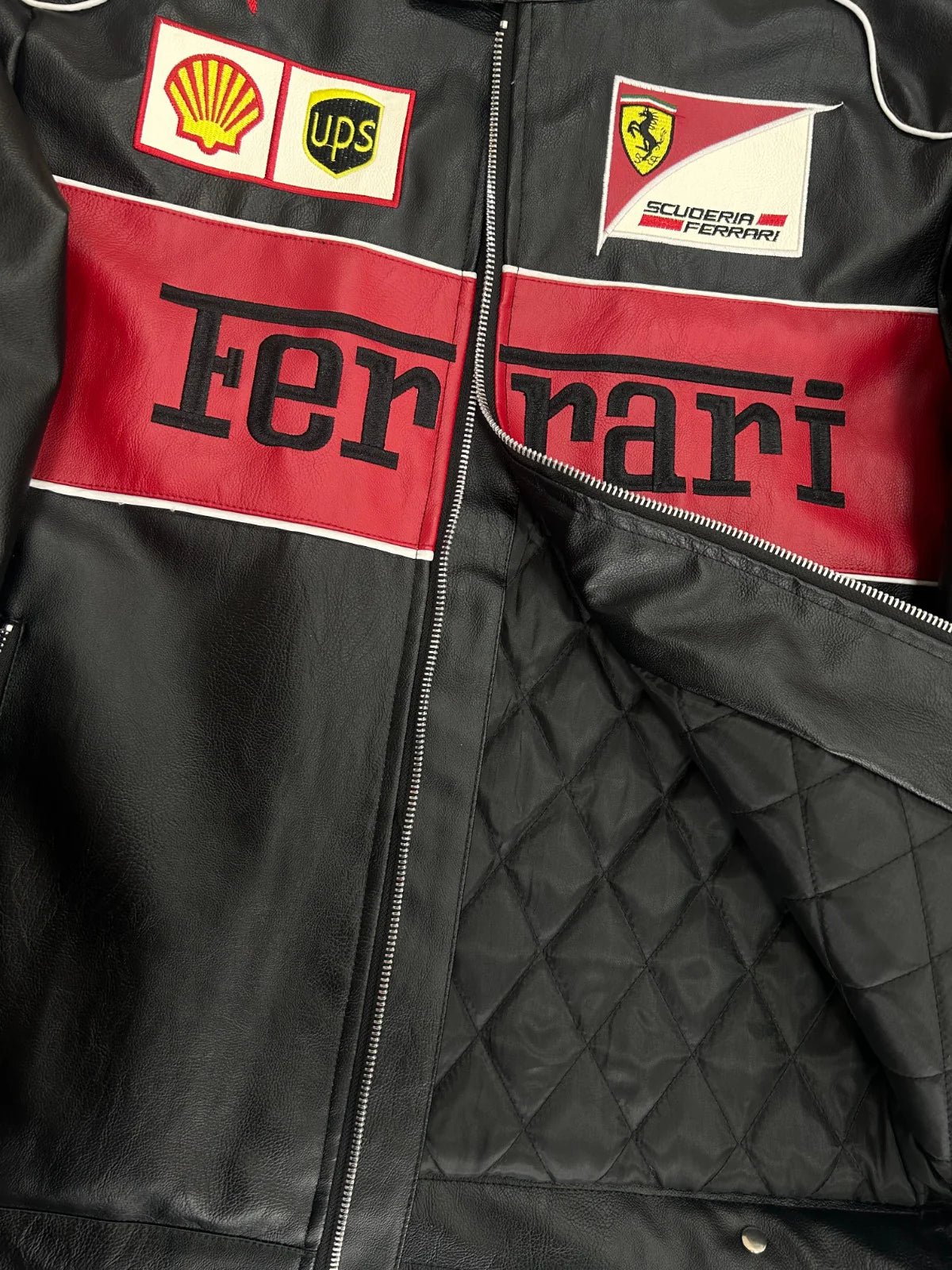 Ferrari F1 Leather Jacket in Black: Unleash Your Inner Racer - Kezual