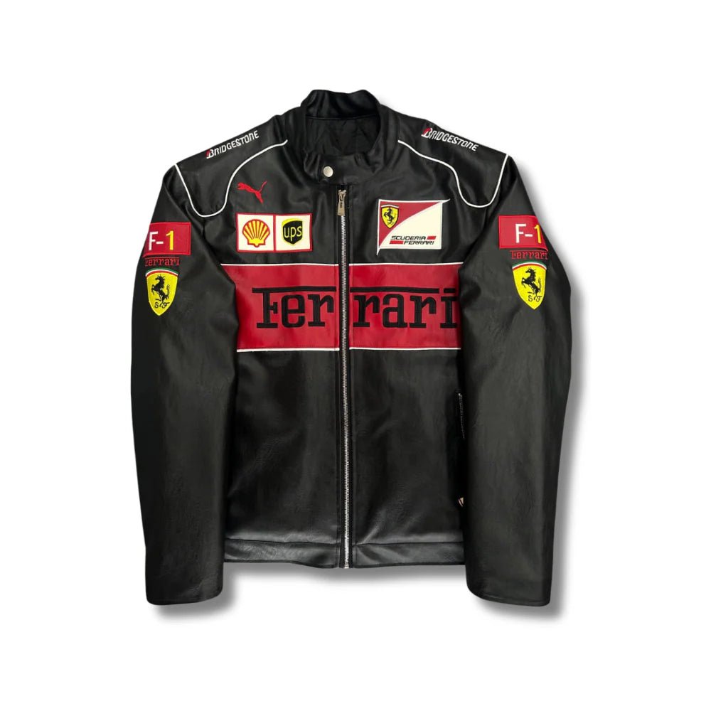 Ferrari F1 Leather Jacket in Black: Unleash Your Inner Racer - Kezual