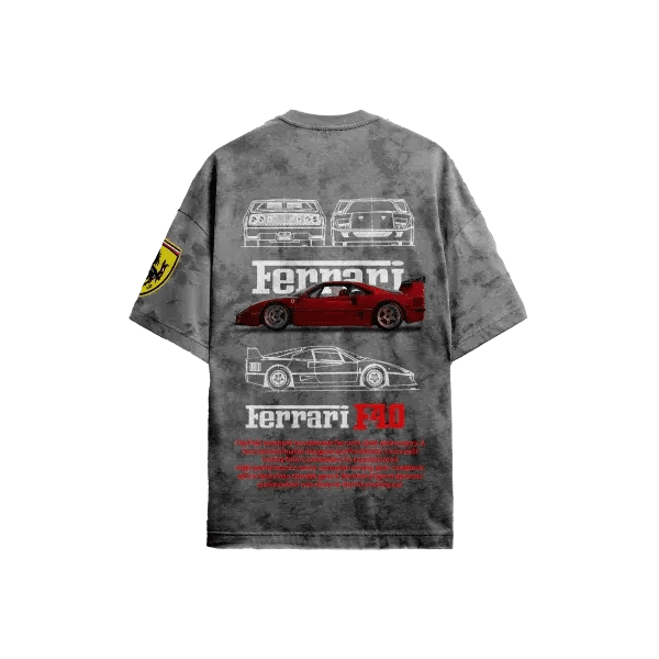 Ferrari Grey Acid - Wash T-Shirt - Kezual