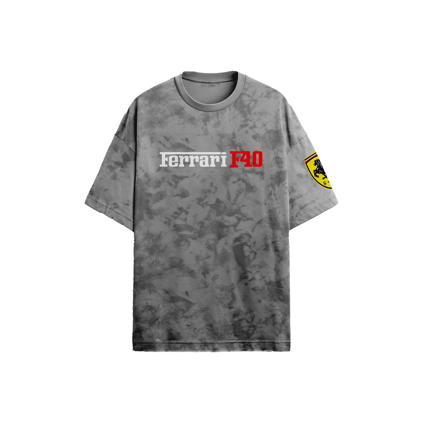 Ferrari Grey Acid-Wash T-Shirt