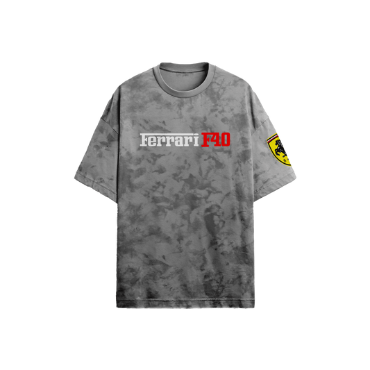 Ferrari Grey Acid-Wash T-Shirt