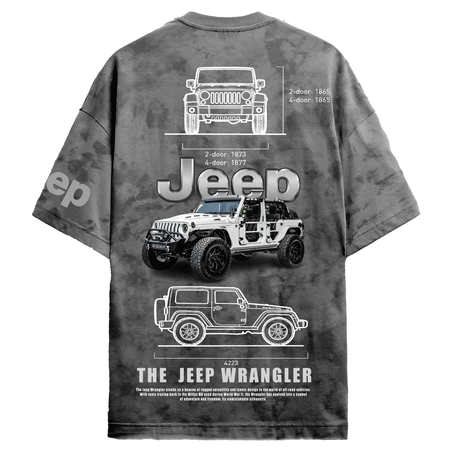 Jeep Wrangler Grey Acid-Wash T-shirt