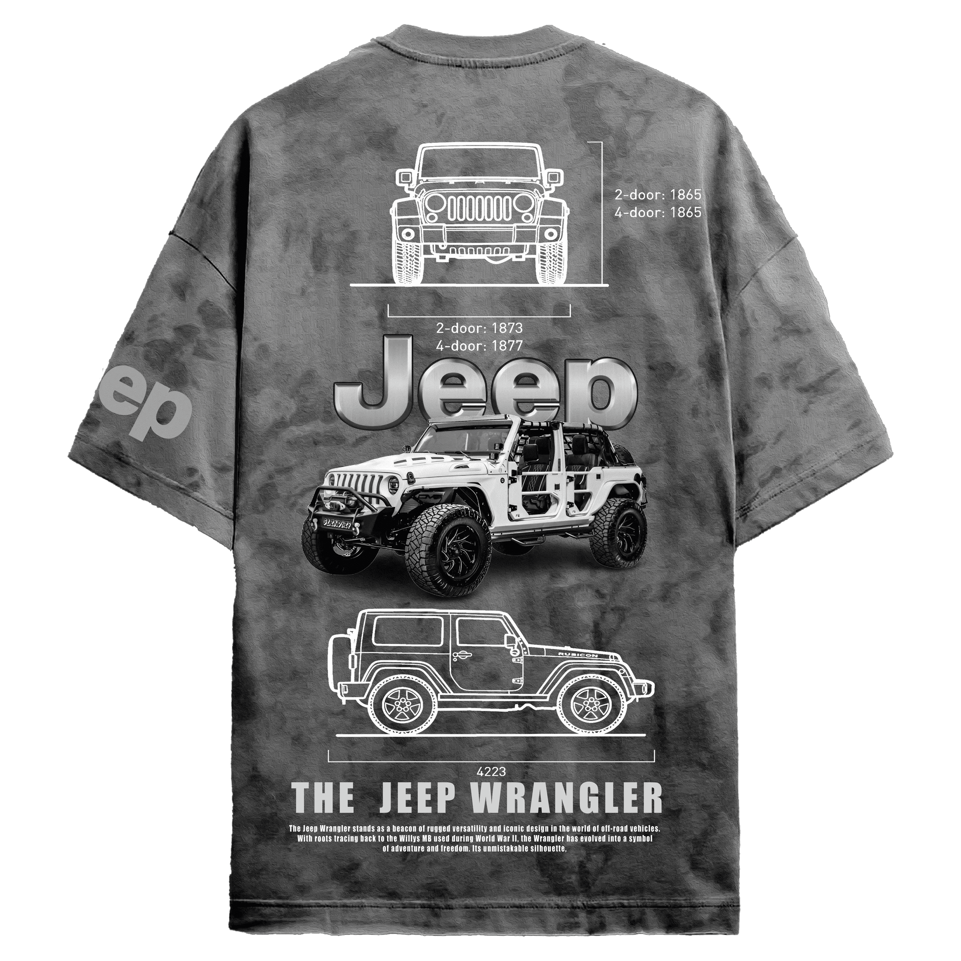 Jeep Wrangler Grey Acid - Wash T-shirt - Kezual