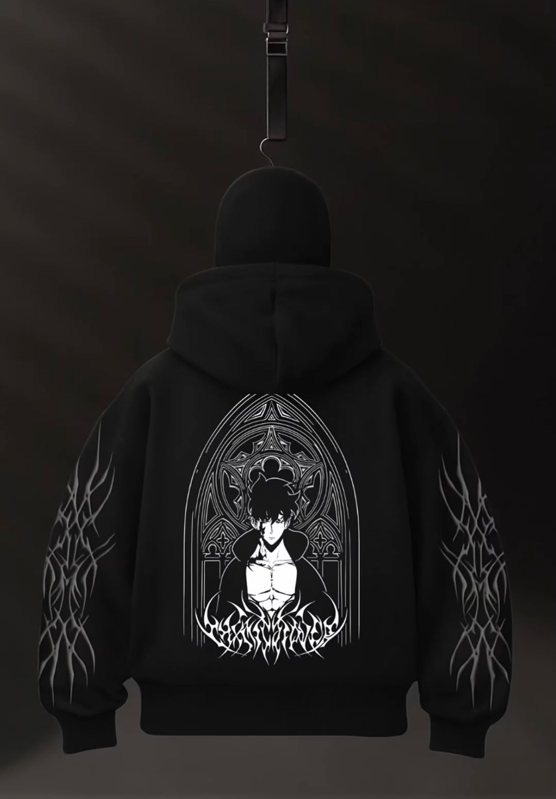 Jin Woo Solo Leveling hoodie back design premium screen print