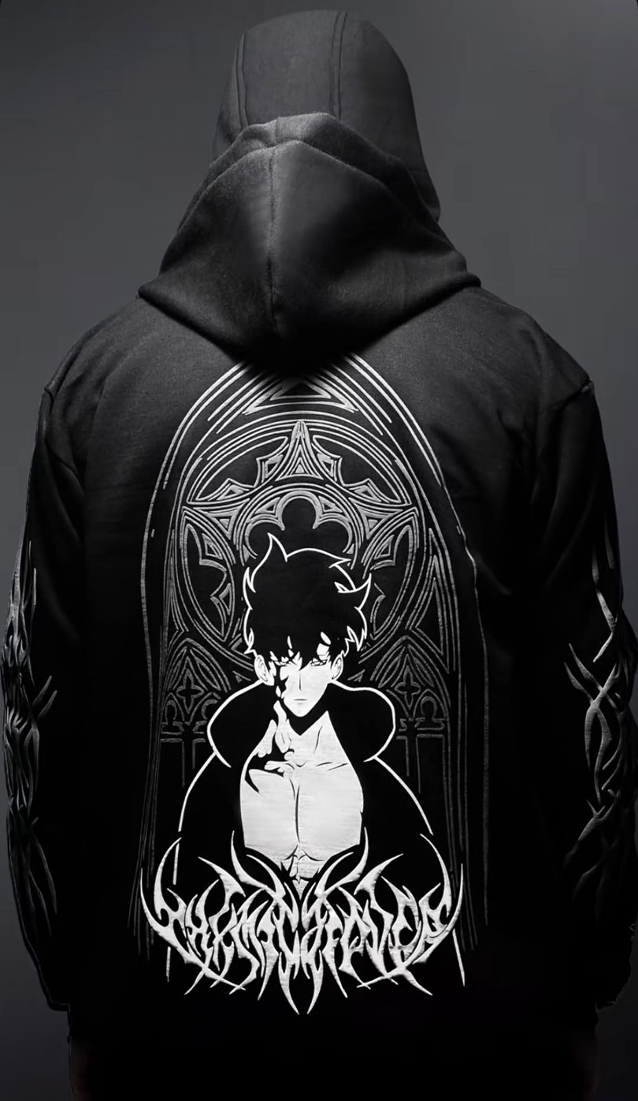 Solo Leveling Jin Woo hoodie puff print detail heavyweight fabric