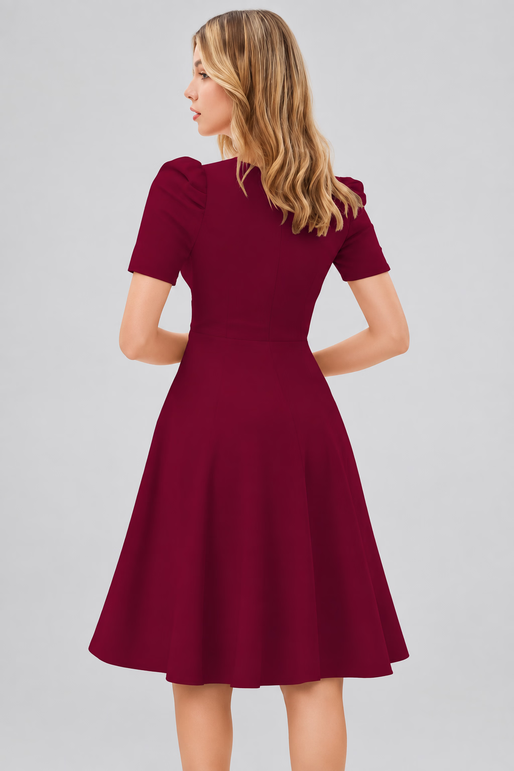 Maroon Fit & Flare Dress