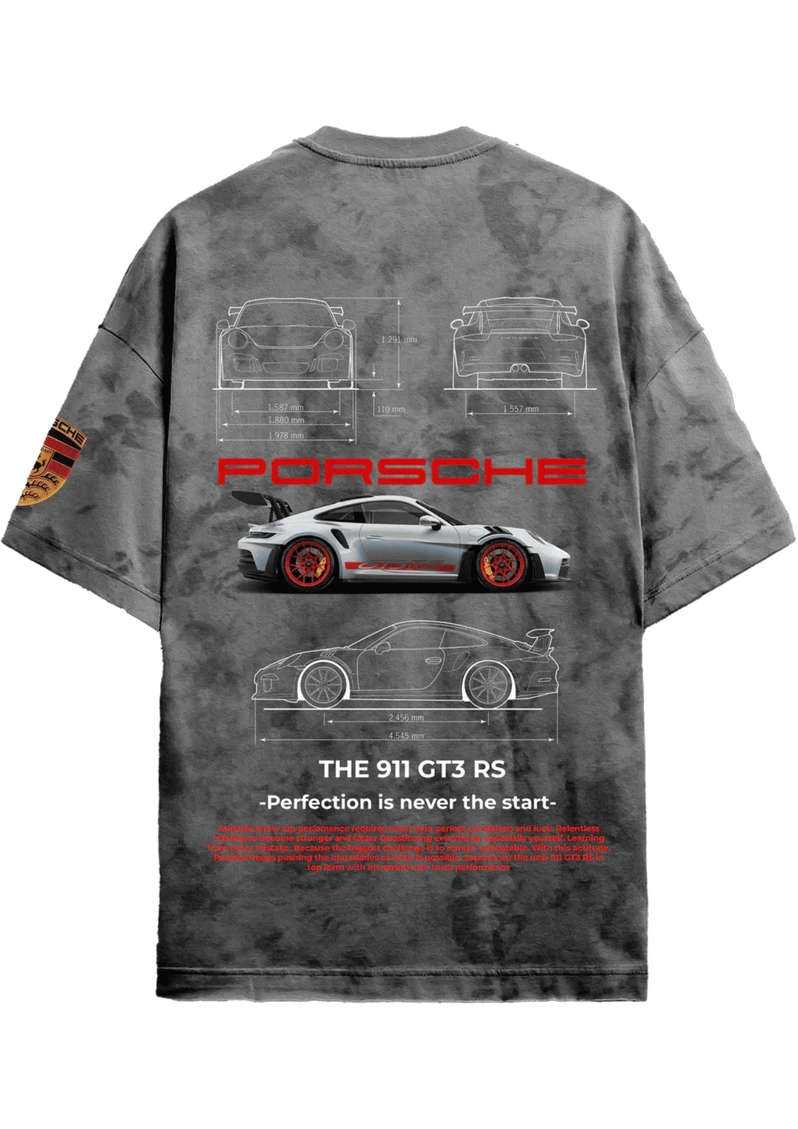Porsche Grey Acid - Wash T-Shirt - Kezual