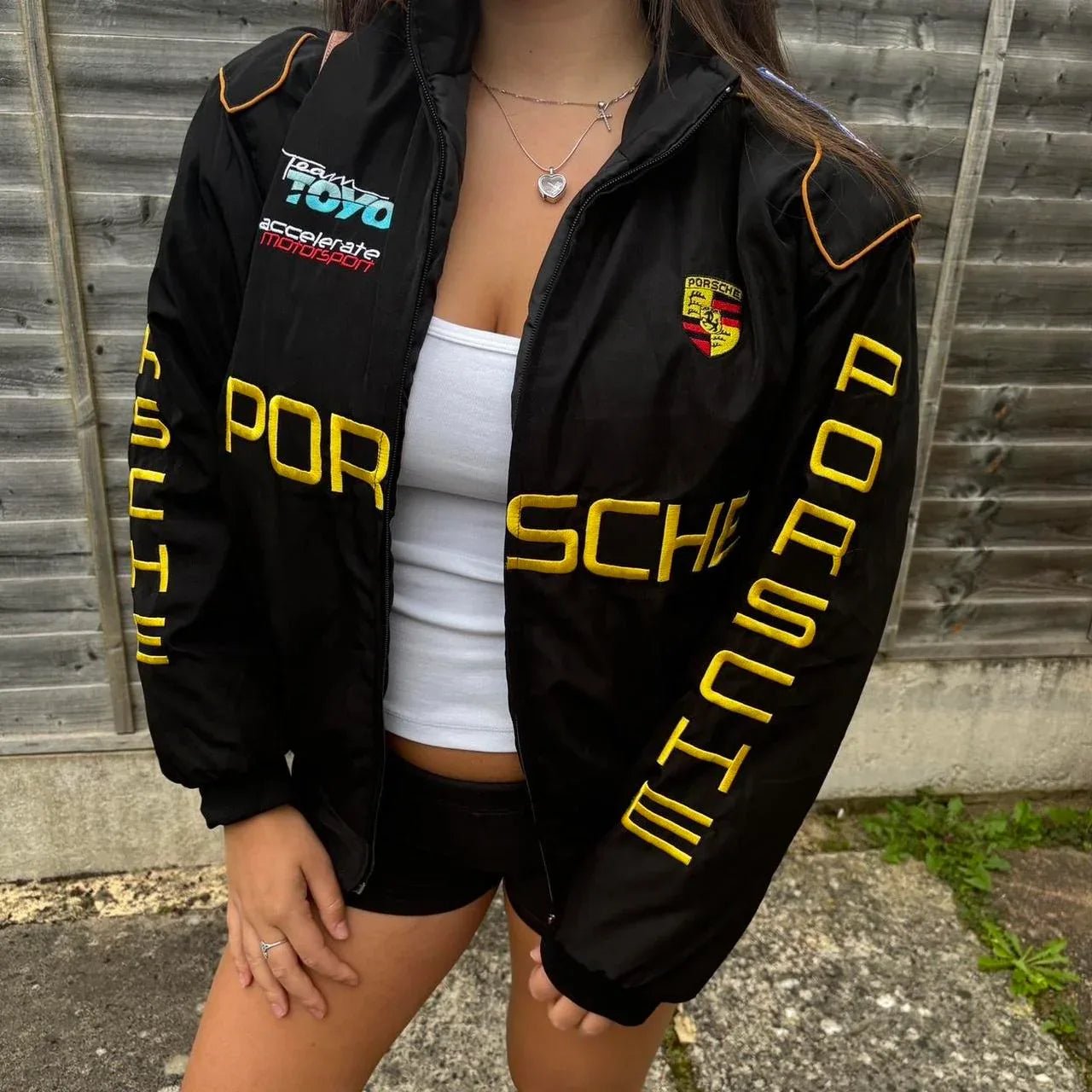 Premium Porsche Women's Puffer Jacket Dynamic Black - Kezual