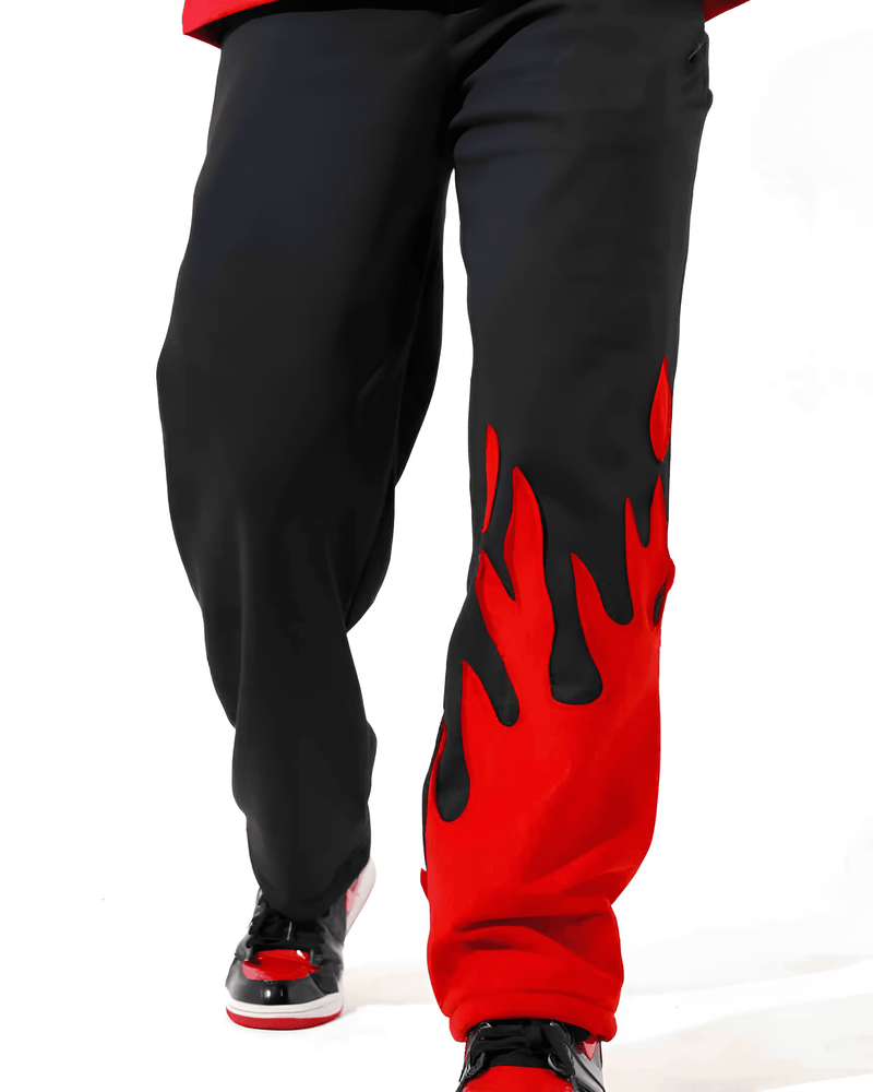 Red Fire Flame Trackpant – Unisex Baggy Streetwear by Kezual
