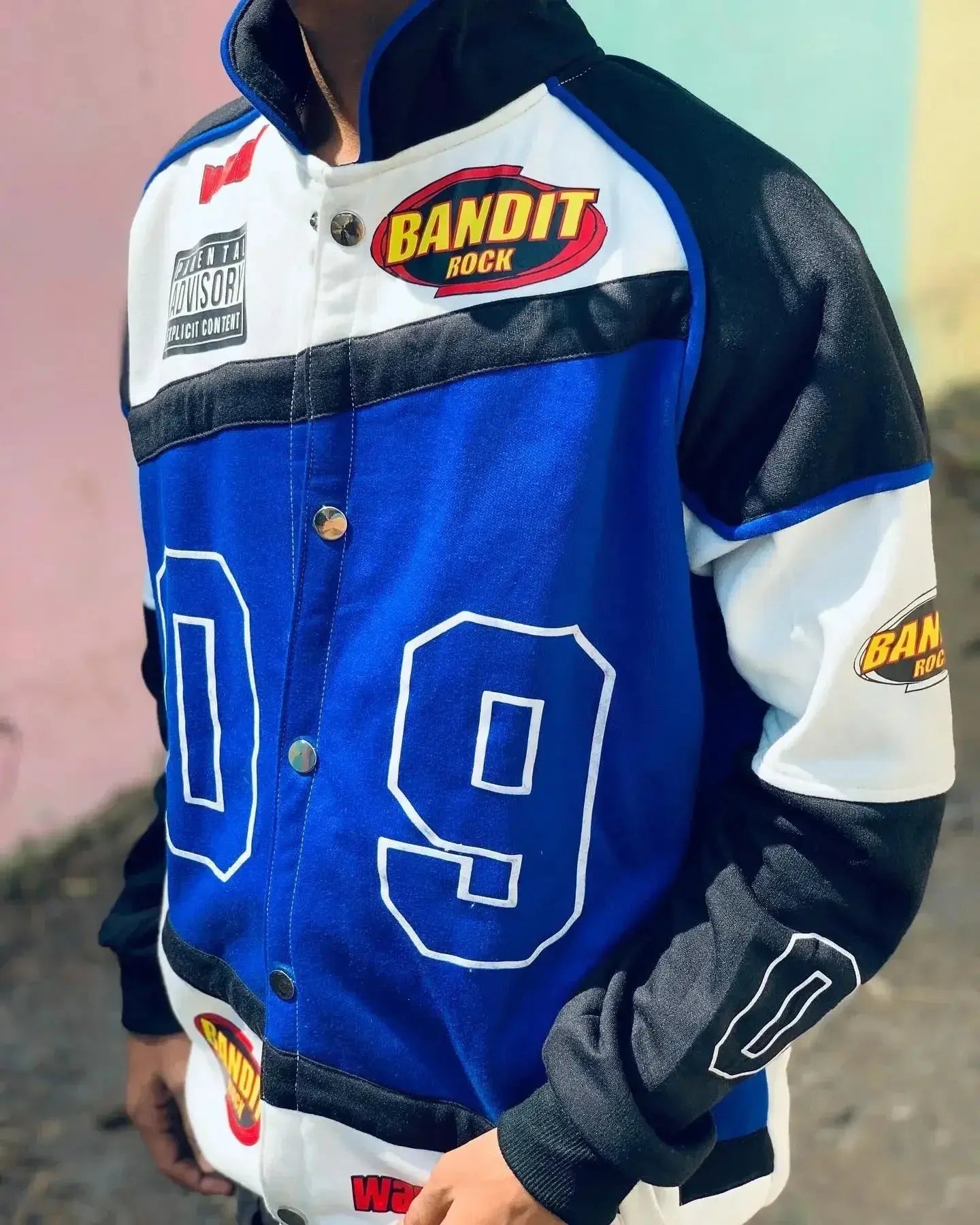 Vintage Y2K Blue Racing Jacket – Retro Motorcycle Style - Kezual