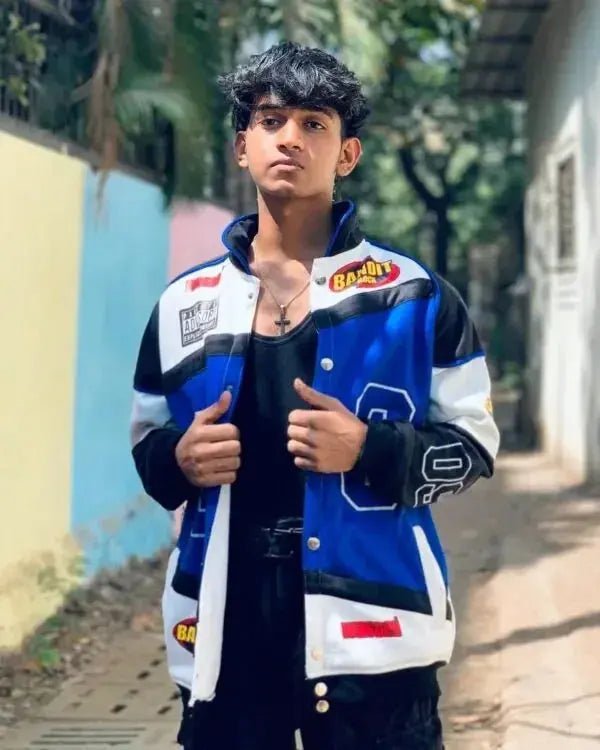 Vintage Y2K Blue Racing Jacket – Retro Motorcycle Style - Kezual