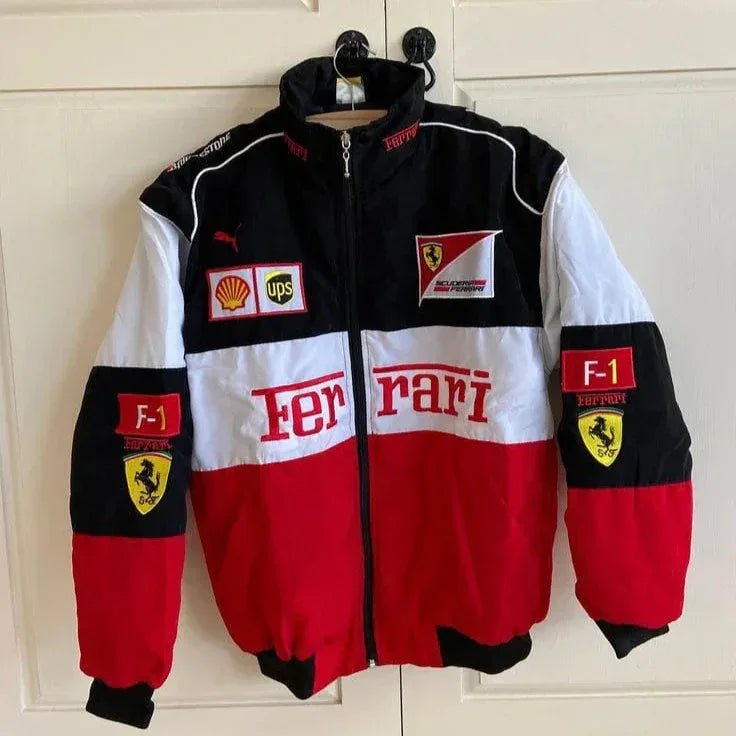 White Ferrari F1 Unisex Puffer Jacket - Kezual