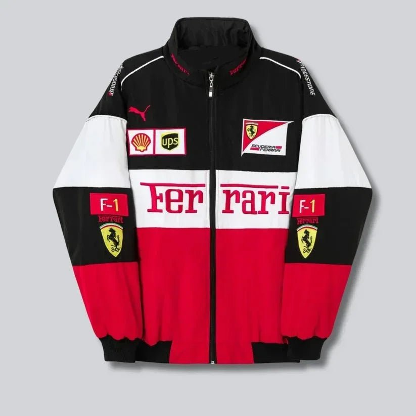 White Ferrari F1 Unisex Puffer Jacket - Kezual